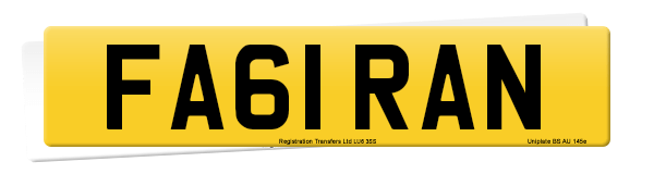 Registration number FA61 RAN